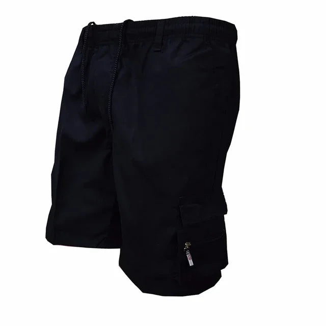Men's Tactical Shorts Summer Casual Cargo Shorts Knee-length Multi-pockets Elastic Waist Work Hiking Overalls Short Pants Male