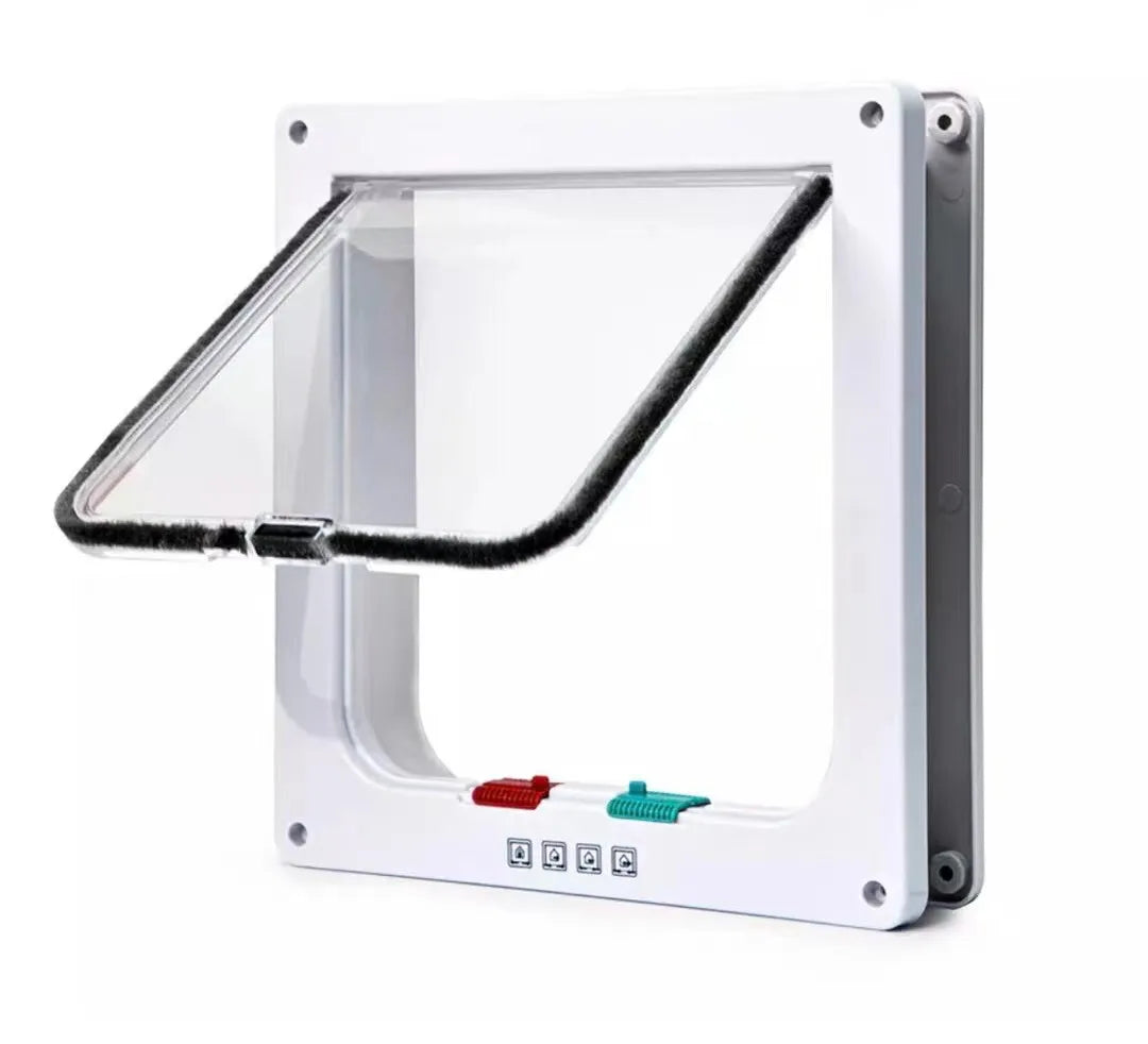 Pet Flap Door with 4-Way Security Lock — ABS Plastic Cat & Small Dog Door Kit