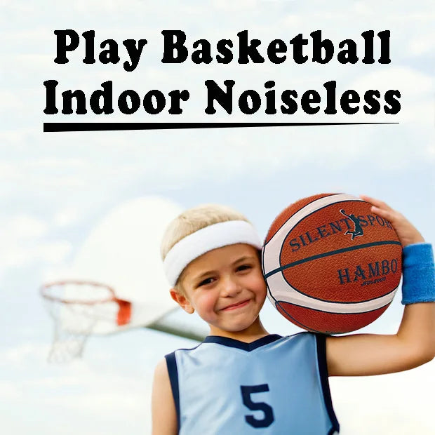 Silent Indoor Basketball — Quiet PU Foam Ball with Fabric Cover | Size 7 (29.5 in / 75 cm), Size 6 (28.9 in / 73.4 cm), Size 5 (27.9 in / 70.9 cm) for Training & Home Practice