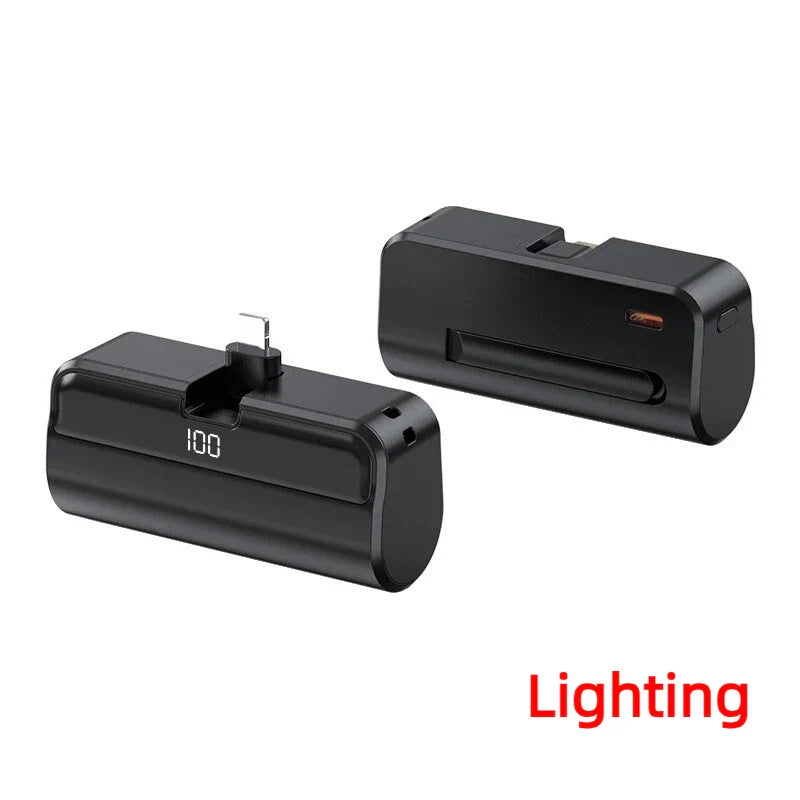 50000mAh Mini Capsule Power Bank – Portable Wireless Fast Charging with Digital Display, USB-A / USB-C / Lightning