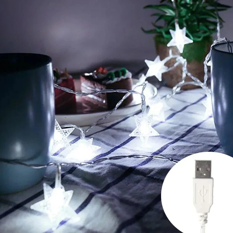 LED Star Fairy String Lights — 1.5/3/6/10m (10/20/40/80 LEDs) USB or Battery Operated IP44 Waterproof for Party, Wedding, Home & Patio
