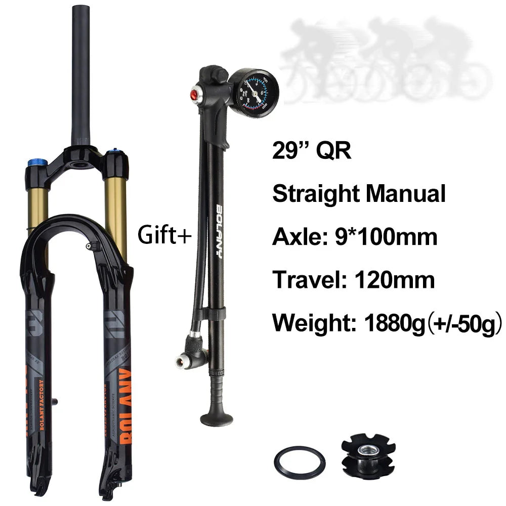 120mm (4.7in) Travel Mountain Bike Air Fork 27.5/29 in, 32mm (1.26in) Stanchion Magnesium Alloy Suspension - Orange