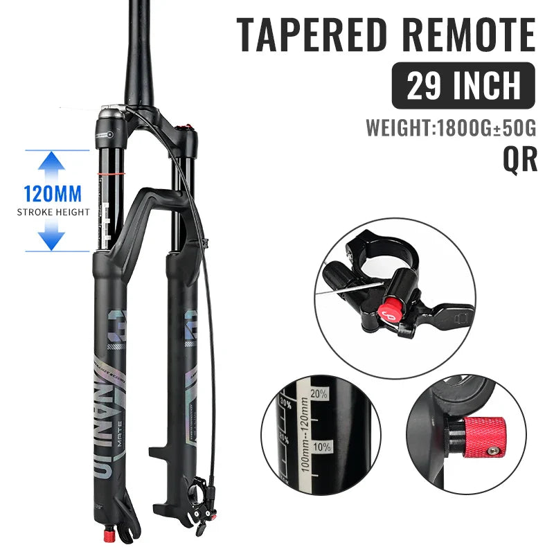 Air Suspension MTB Fork Rebound and Lockout Adjustment 26 / 27.5 / 29-Inch Straight or Tapered, 120mm (4.7in) & 140mm (5.5in) Travel