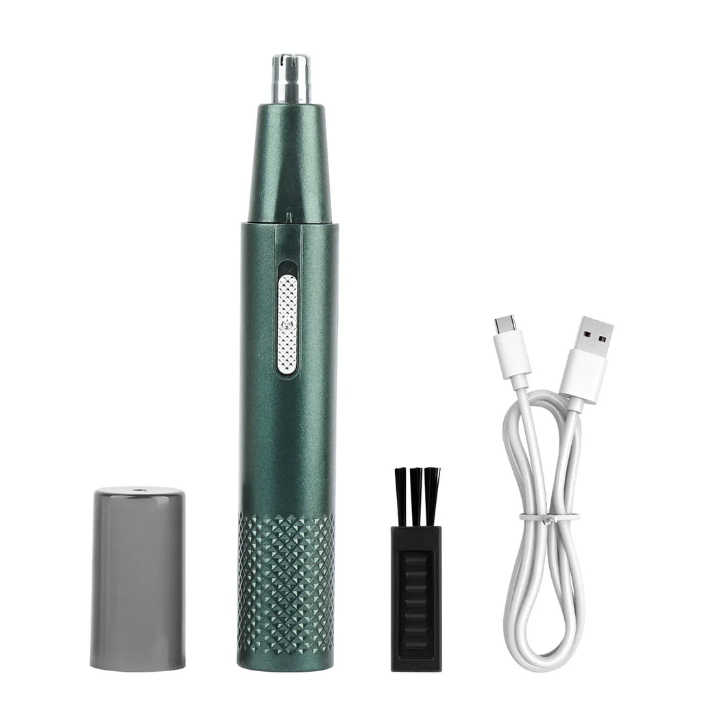 USB Rechargeable Nose Hair Trimmer - Portable Electric Mini Groomer with Stainless Steel Washable Head