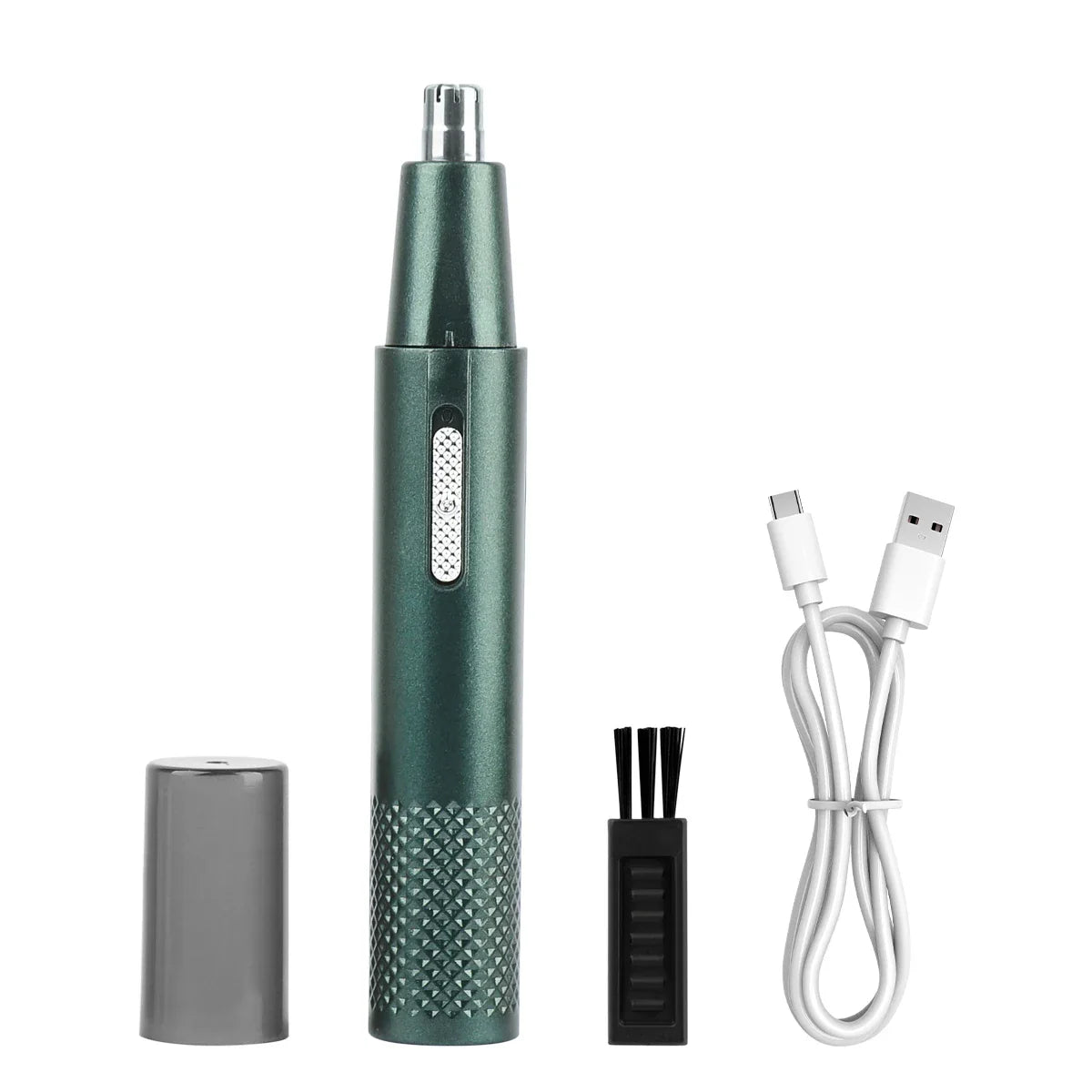 USB Rechargeable Nose Hair Trimmer - Portable Electric Mini Groomer with Stainless Steel Washable Head