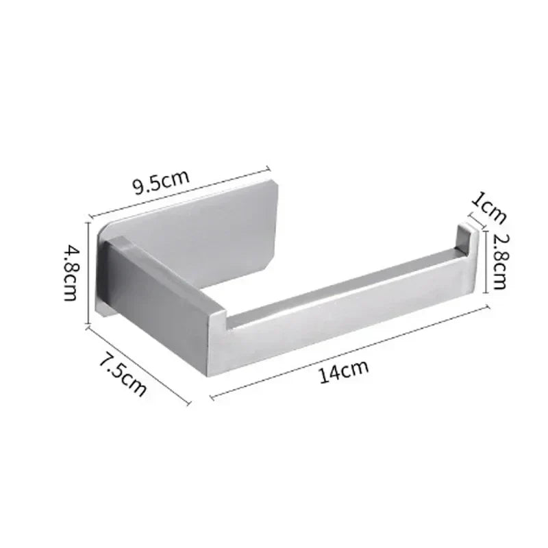 Self-Adhesive Stainless Steel Toilet Paper Holder Matte Black – No-Drill Wall Mount