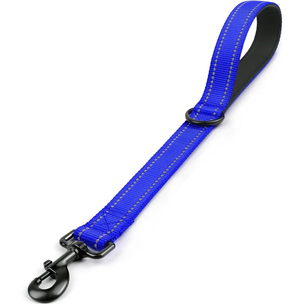 Short Nylon Dog Leash with Padded Traffic Handle - Heavy Duty Reflective Training Lead