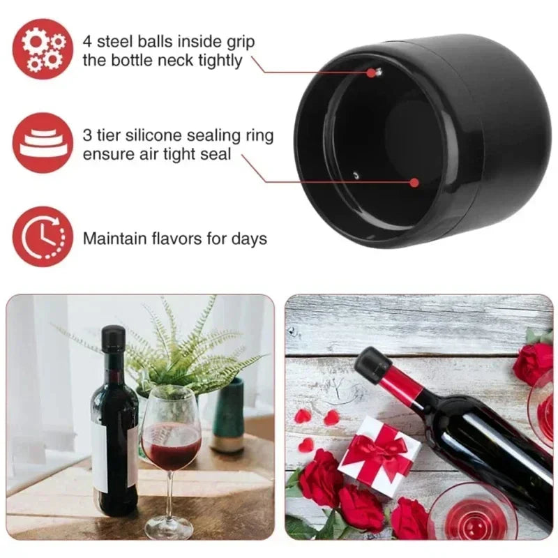 Reusable Wine Bottle Stopper – Silicone & ABS Champagne Sealer, 1 or 2-Pack Airtight Cap for Sparkling Wine, Beer & Soda