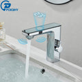 Touchless White Sensor Basin Faucet with Digital Temperature Display – Hot & Cold Mixer Tap for Bathroom Vanity