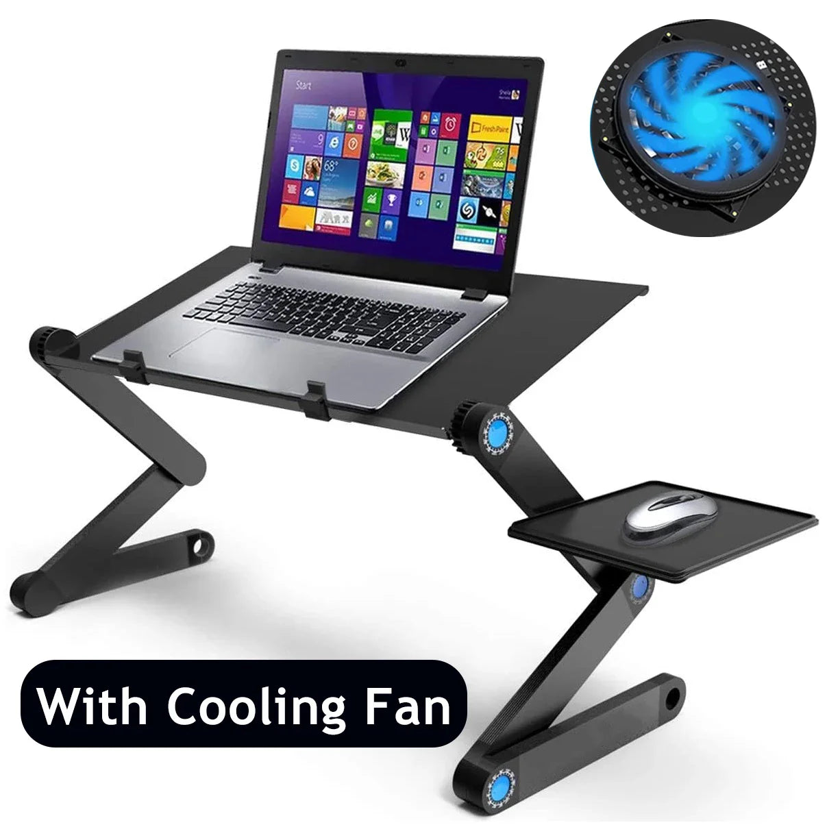 Adjustable Aluminum Laptop Stand & Lap Desk with Mouse Pad — Fits Up to 17-inch (43 cm) Laptops