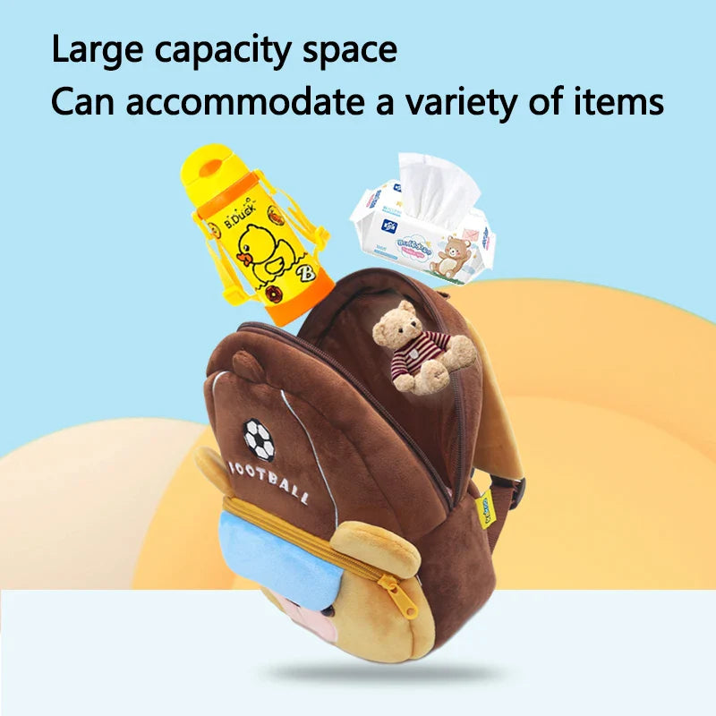 Plush Cartoon Animal Kids Backpack – Toddler & Preschool School Bag Ages 2–6