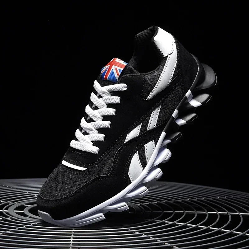 Men's Breathable Running Sneakers, Cushioned Thick Sole, Wear-Resistant Outdoor Fitness Shoes