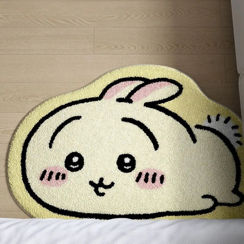 Hachiware Usagi Plush Rug - Soft Non-Slip Anime Floor Mat for Bathroom, Living Room & Car