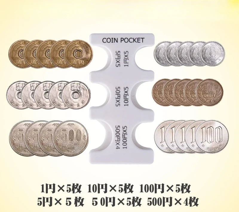 Portable Japanese Coin Holder Wallet, Mini Coin Dispenser Organizer, 29-Coin Capacity