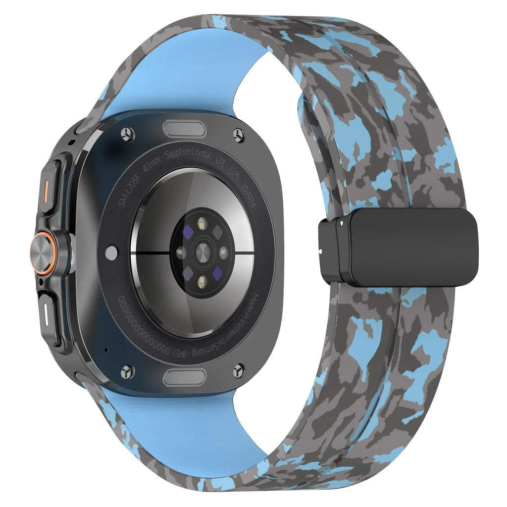 Camouflage Band for Samsung Galaxy Watch Ultra 47mm Silicone Magnetic Bracelet for Galaxy Watch 7 Ultra Replacement Watchband
