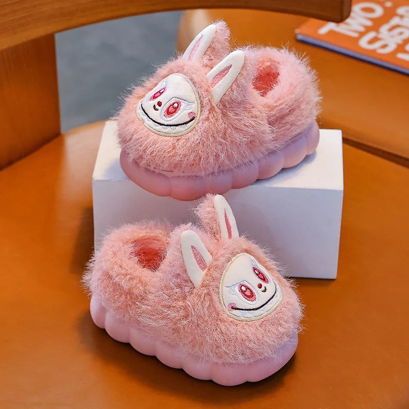 Kids Winter Plush Slippers - Warm Faux Fur Cotton Shoes, Anti-Slip Indoor Slippers for Girls & Boys