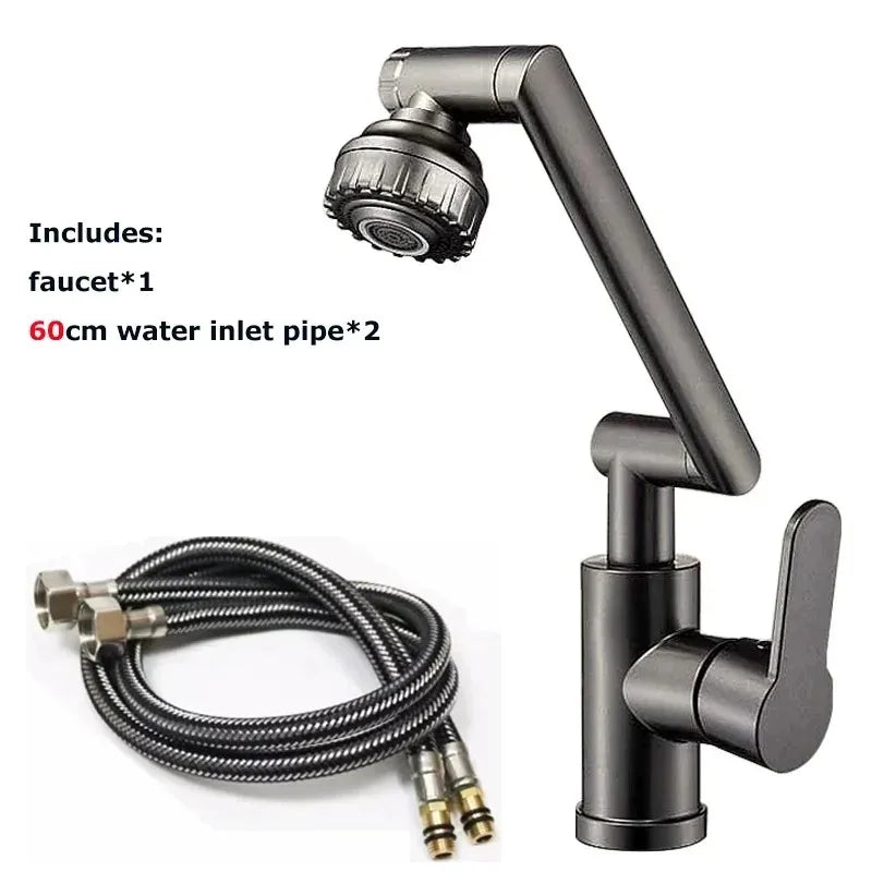 Universal Rotating Dual-Mode Single-Handle Faucet for Kitchen & Bathroom Sink - Hot & Cold Mixer