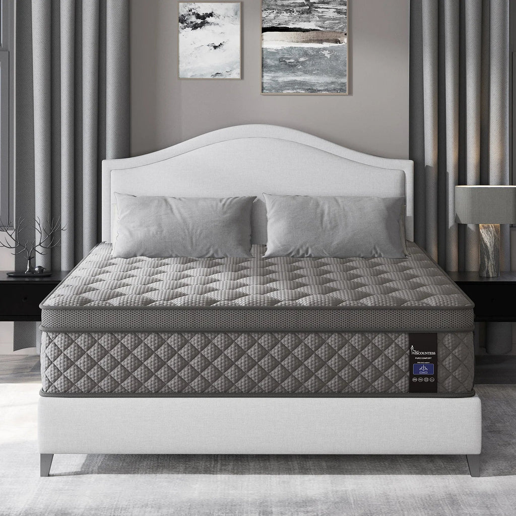 10"12"14"Twin Full Queen King Size Mattress in a Box Hybrid Spring Memory Foam,Euro Top Mattresses Medium Firm for Motion Isolat