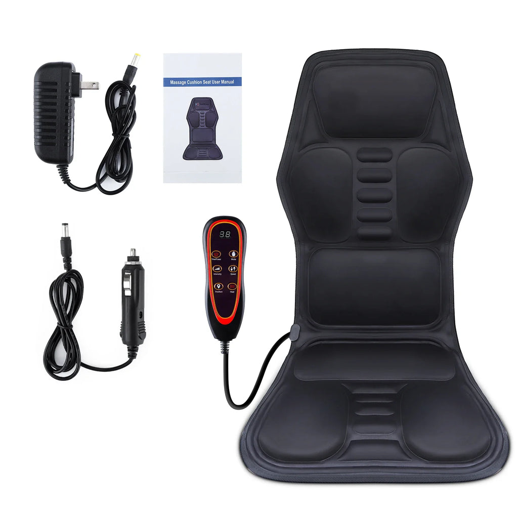 Infrared Electric Massage Chair Cushion – Heated Full-Body Back, Neck & Lumbar Vibration Massager for Car & Home