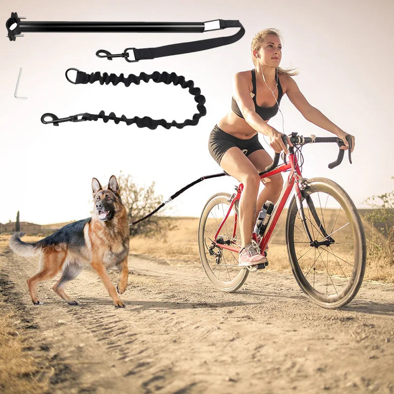 Removable Elastic Bicycle Dog Leash — Stainless Steel Bike Leash for Hands-Free Cycling & Walking