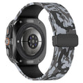 Camouflage Band for Samsung Galaxy Watch Ultra 47mm Silicone Magnetic Bracelet for Galaxy Watch 7 Ultra Replacement Watchband