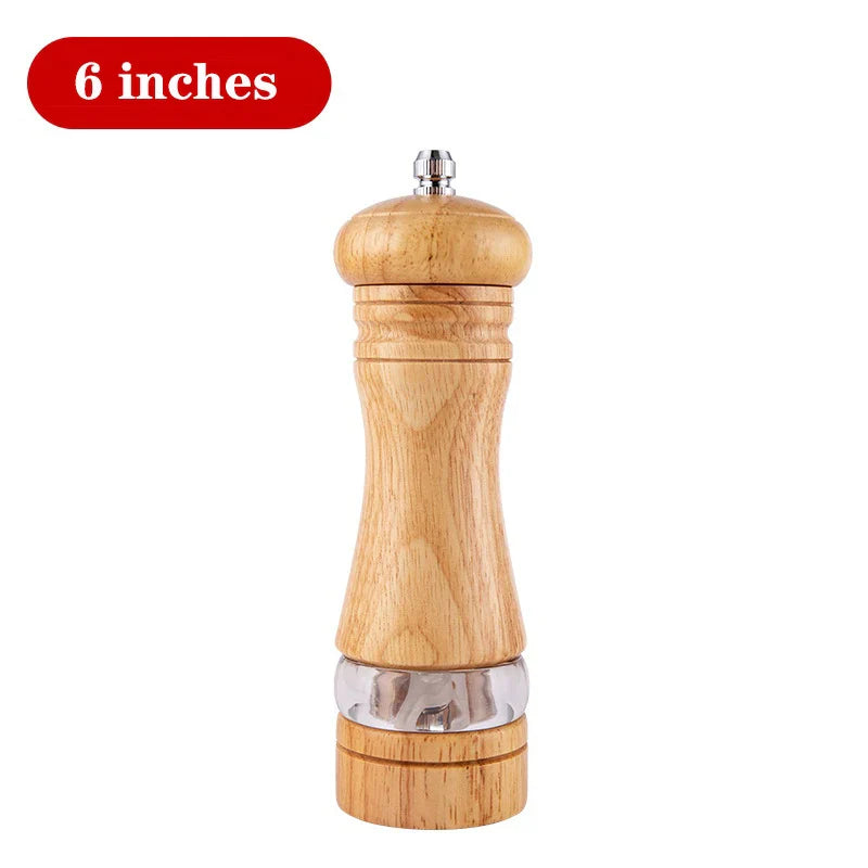 Solid Wood Salt & Pepper Mills - Refillable Spice Grinder with Adjustable Ceramic Core - 5, 8, 10 in (12.7, 20.3, 25.4 cm)