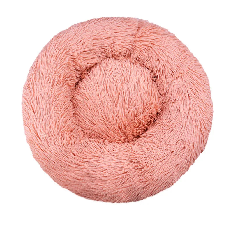 Round Plush Pet Bed, Washable Cozy Dog & Cat Sofa, Winter Warm, Multiple Sizes 16–35 in (40–90 cm)