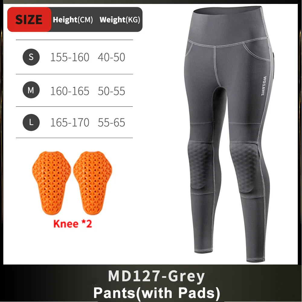Women's High-Waist Motorcycle Riding Pants with Removable Knee Pads, Reflective Commuter & Fitness Trousers