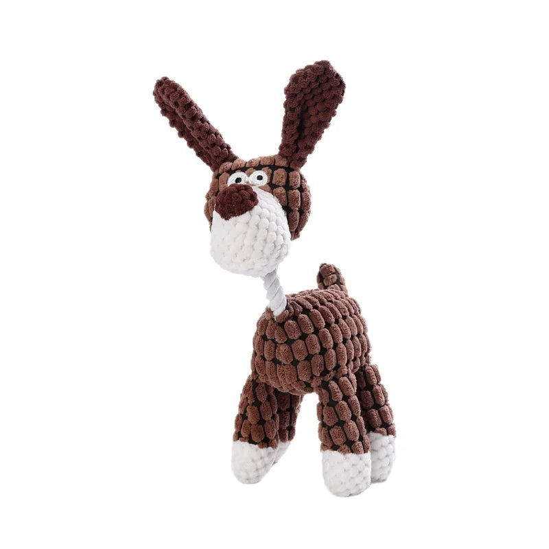 Small Breed Dog Plush Toy 10.2 in (26 cm) Animal Shape Squeaky Chew and Dental Cleaning Toy for Chihuahua Yorkie Bichon Puppies
