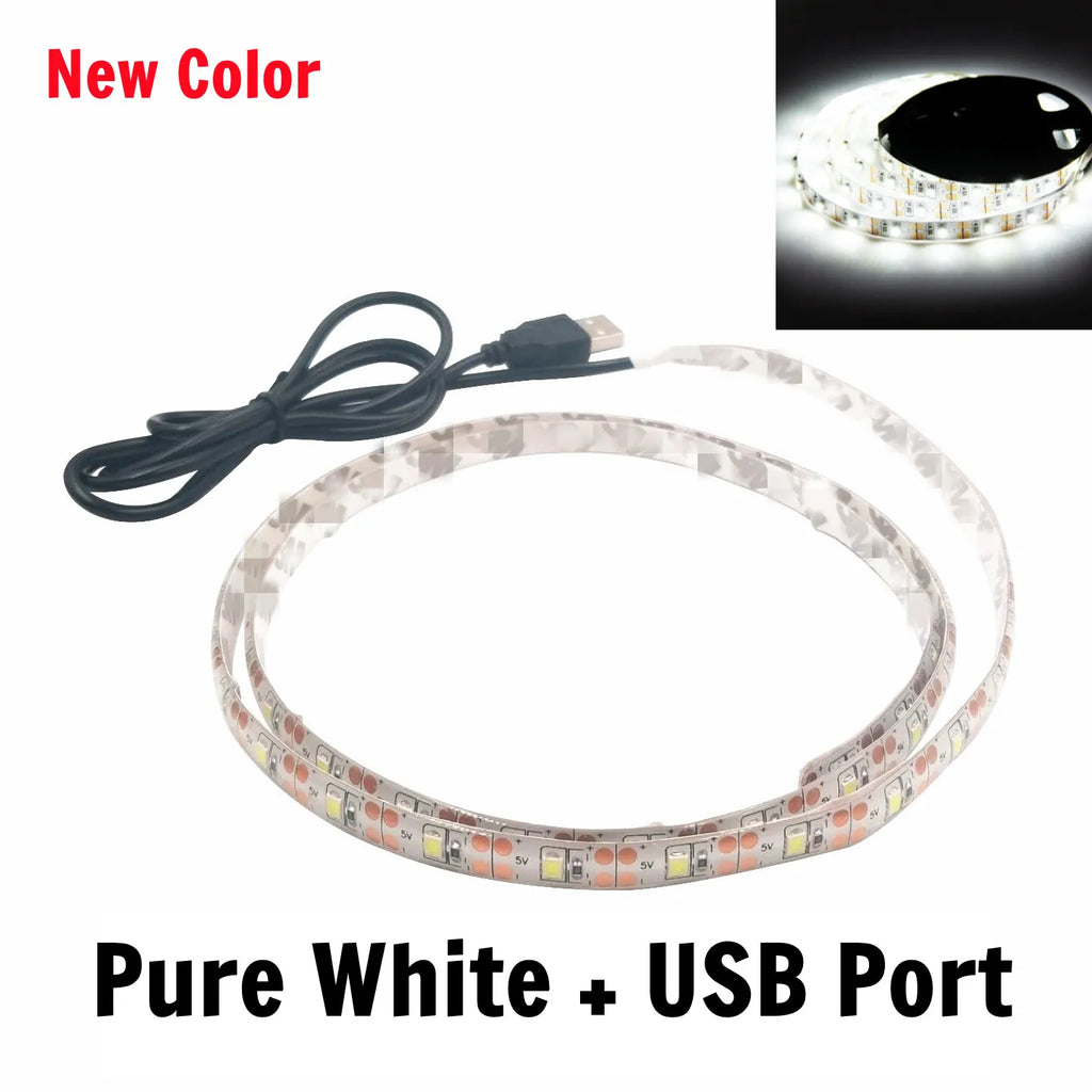 5V USB LED Strip Light Warm & Cool White 1m–5m (3.3–16.4 ft) Waterproof TV Backlight Flexible LED Tape