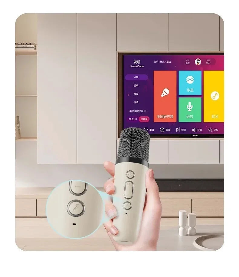 Mini Portable Karaoke Speaker with 2 Microphones, Bluetooth 5.0 KTV Singing Set, DSP RGB LED Lights, Deep Bass and Long Battery Life