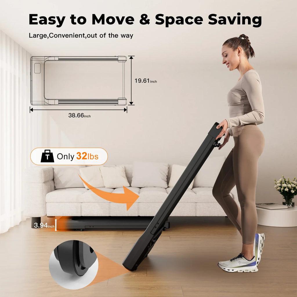 Under-Desk Walking Pad Treadmill 2-in-1 Portable Treadmill with Remote & LED Display 2.5HP for Home and Office