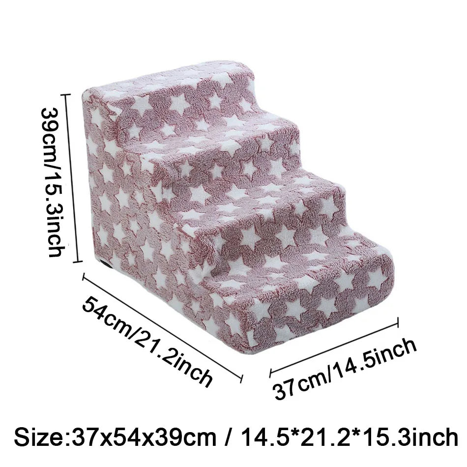 Pet Stairs for Dogs & Cats — 3- or 4-Step Detachable Sponge Ramp, Washable Waterproof Anti-Bite Pet Ladder