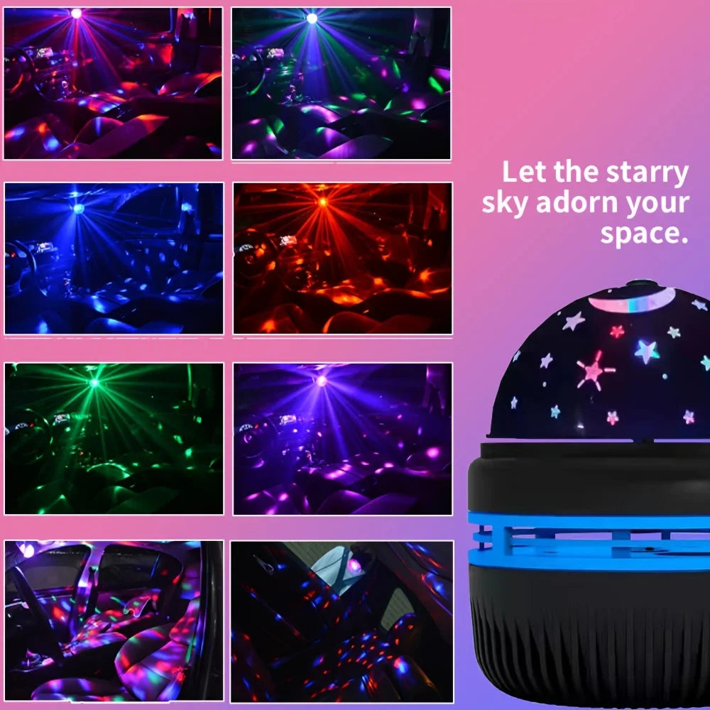 LED Starry Sky Projector Night Light - 360° Rotating USB 5V RGB Moon & Stars Lamp for Bedroom, Weddings & Christmas