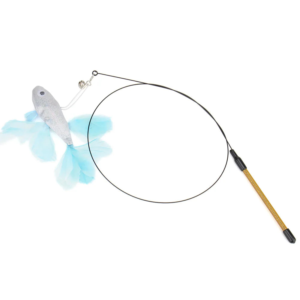 Colorful Fish Cat Teaser Wand - Interactive Goldfish-Shaped Play Toy for Cats