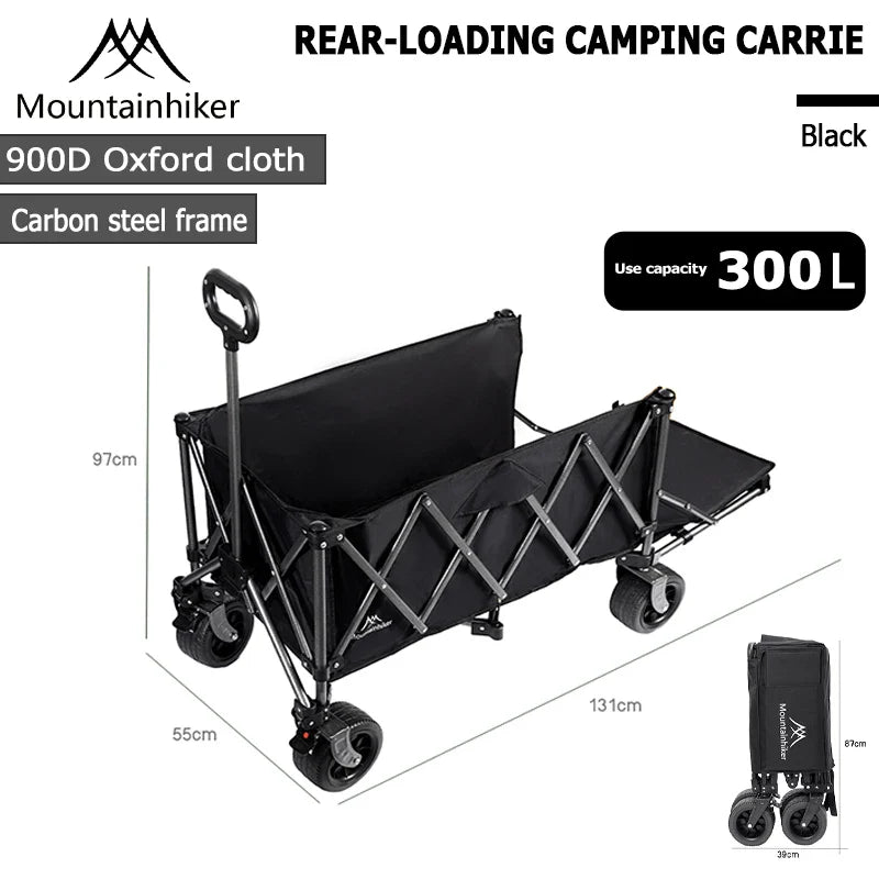 240L (63.4 gal) Camping Handcart Wagon – 900D Oxford Fabric & Iron Frame, Foldable Utility Cart, 2 Colors