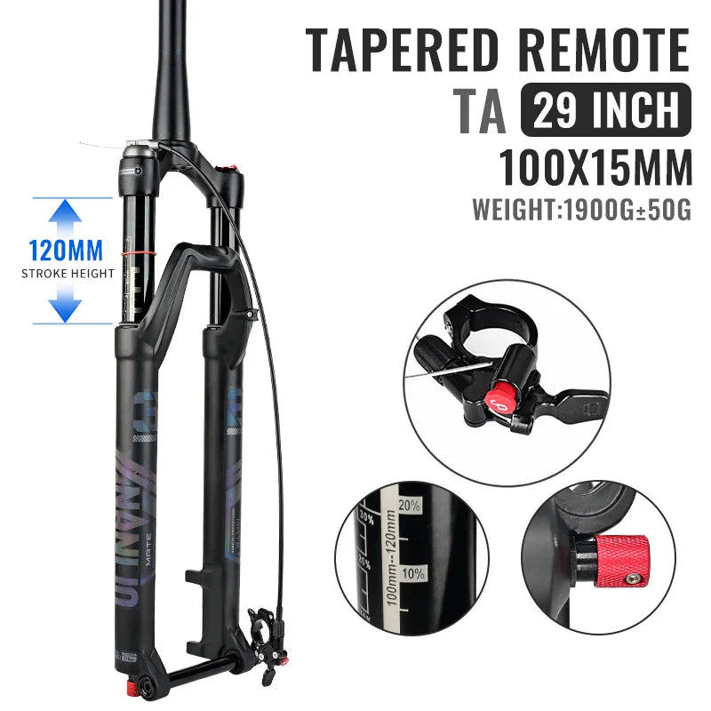 Air Suspension MTB Fork Rebound and Lockout Adjustment 26 / 27.5 / 29-Inch Straight or Tapered, 120mm (4.7in) & 140mm (5.5in) Travel