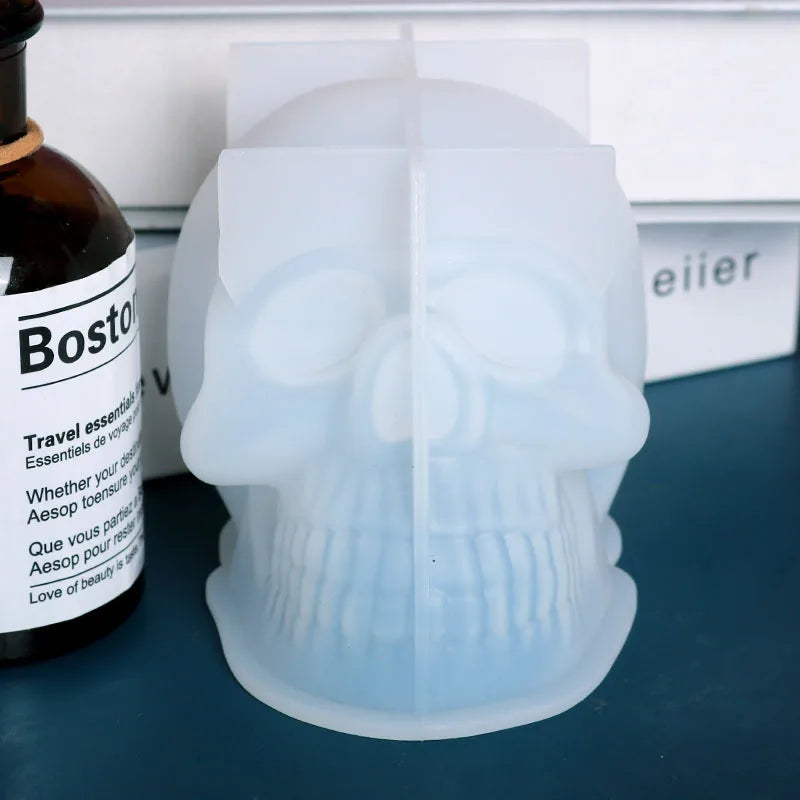 3D Skull Silicone Mold for Candle & Soap Making – DIY Halloween Plaster & Epoxy Craft Casting Mold