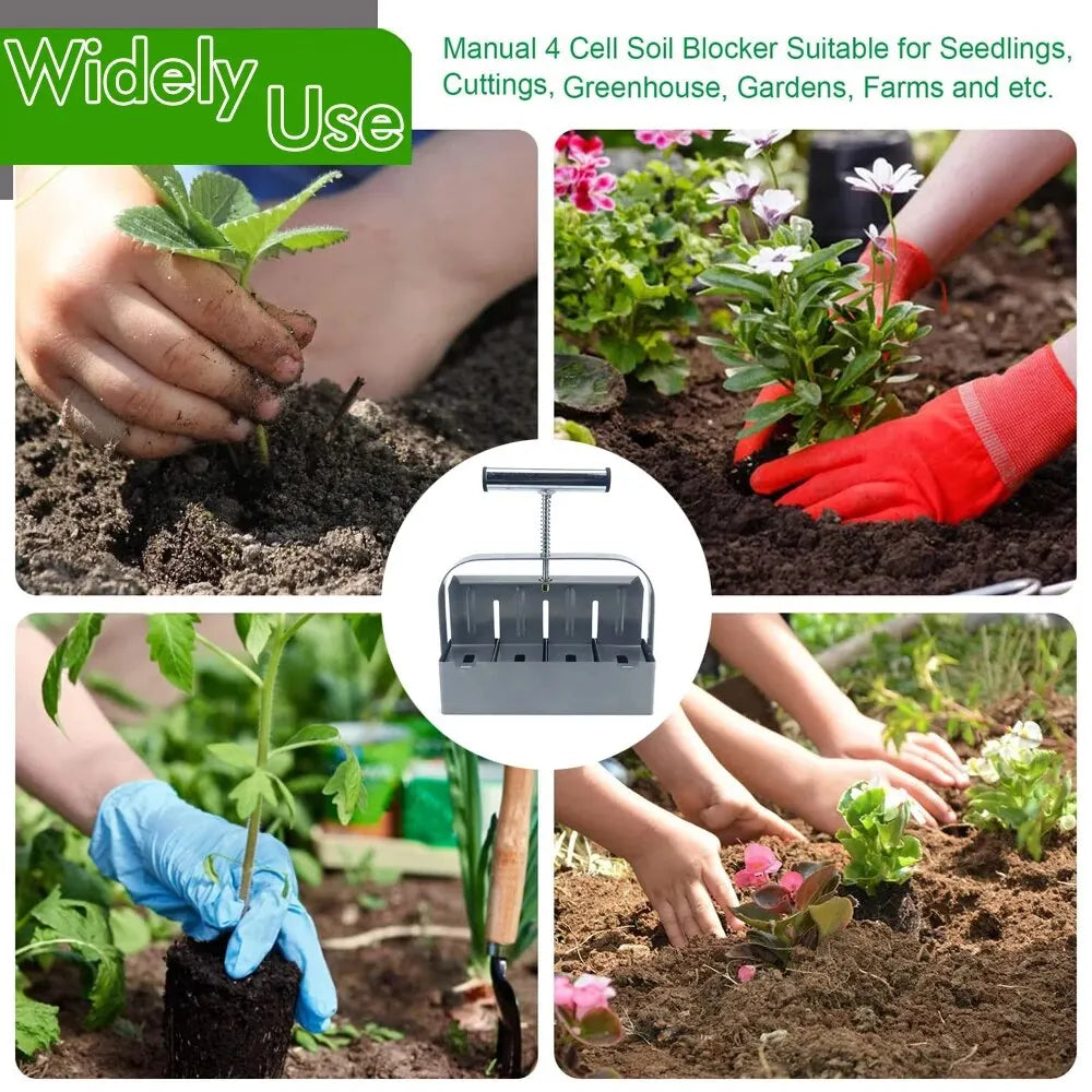 2-Inch (5 cm) Handheld Soil Block Maker - Manual Seedling Soil Blocker for Greenhouse & Home Garden