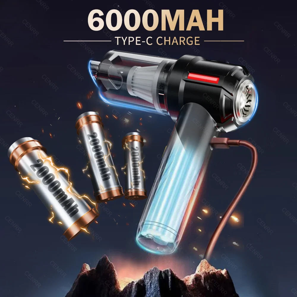 Mini Cordless Handheld Car Vacuum Cleaner & Blower - 998000PA Strong Suction, USB-C Rechargeable, Portable