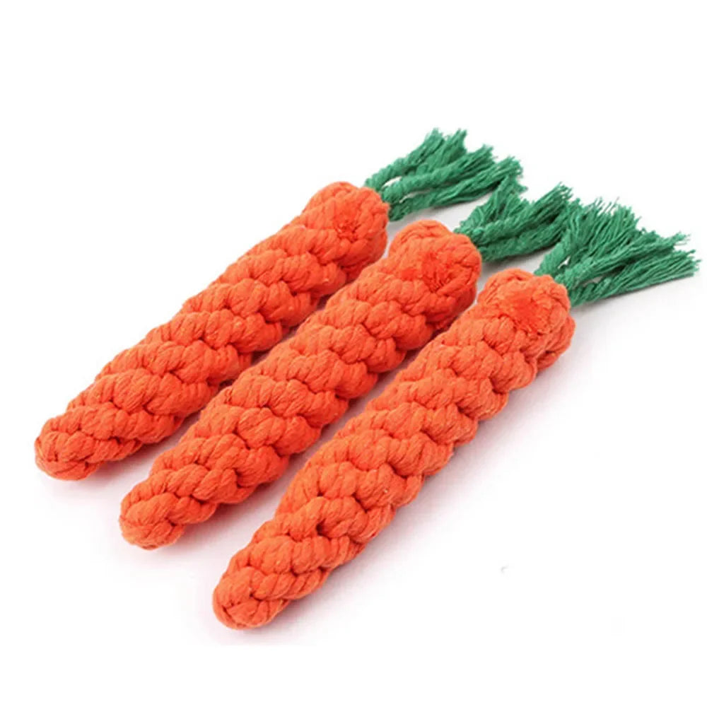 Carrot Rope Dog Toy 1-Pack – Durable Braided Cotton Chew Toy for Puppies & Dogs, 8.7 in (22 cm) Teeth Cleaning
