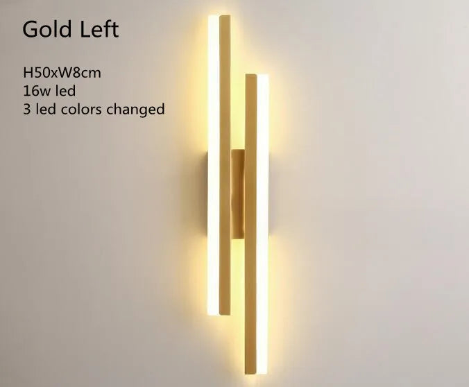 Modern Dimmable LED Wall Sconce 50 cm x 8 cm (19.7 in x 3.1 in) Acrylic Shade Bedside Wall Lamp – Gold / Black