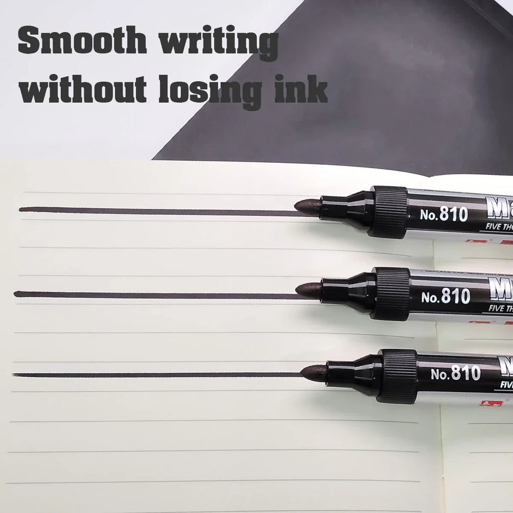 Permanent Oil-Based Marker 2.0mm (0.08 in) Black Ink Waterproof Quick-Dry Multi-Surface, 2/5/10-Pack