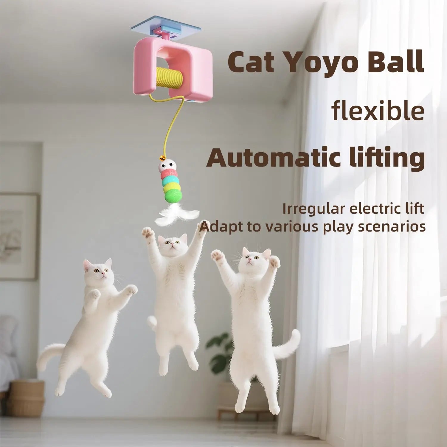Rechargeable Interactive Hanging Door Cat Toy, Automatic Flying Bird for Cat Hunting & Stress Relief
