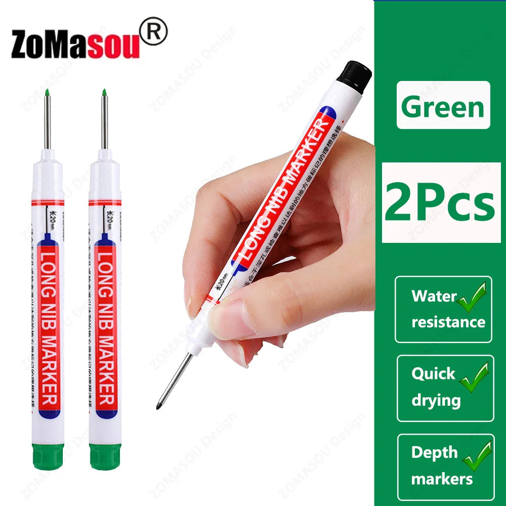 20mm Long-Head Deep Hole Marker Pens - Waterproof Fast-Dry Oil Markers for Wood, Metal & Glass (Red/Black/Blue/Green)