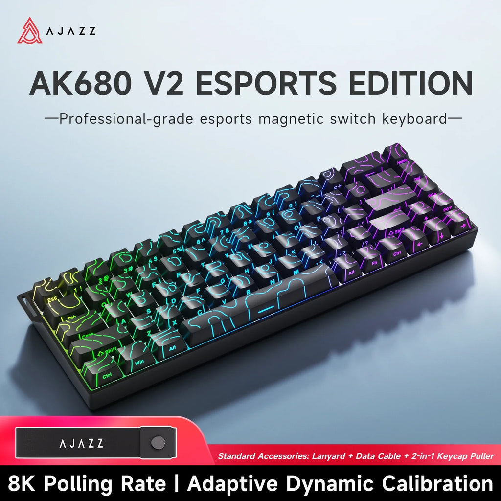 68‑Key 60% Magnetic Switch Mechanical Gaming Keyboard – Hot‑Swappable, 0.01mm Rapid Trigger, RGB Backlight, Wired USB