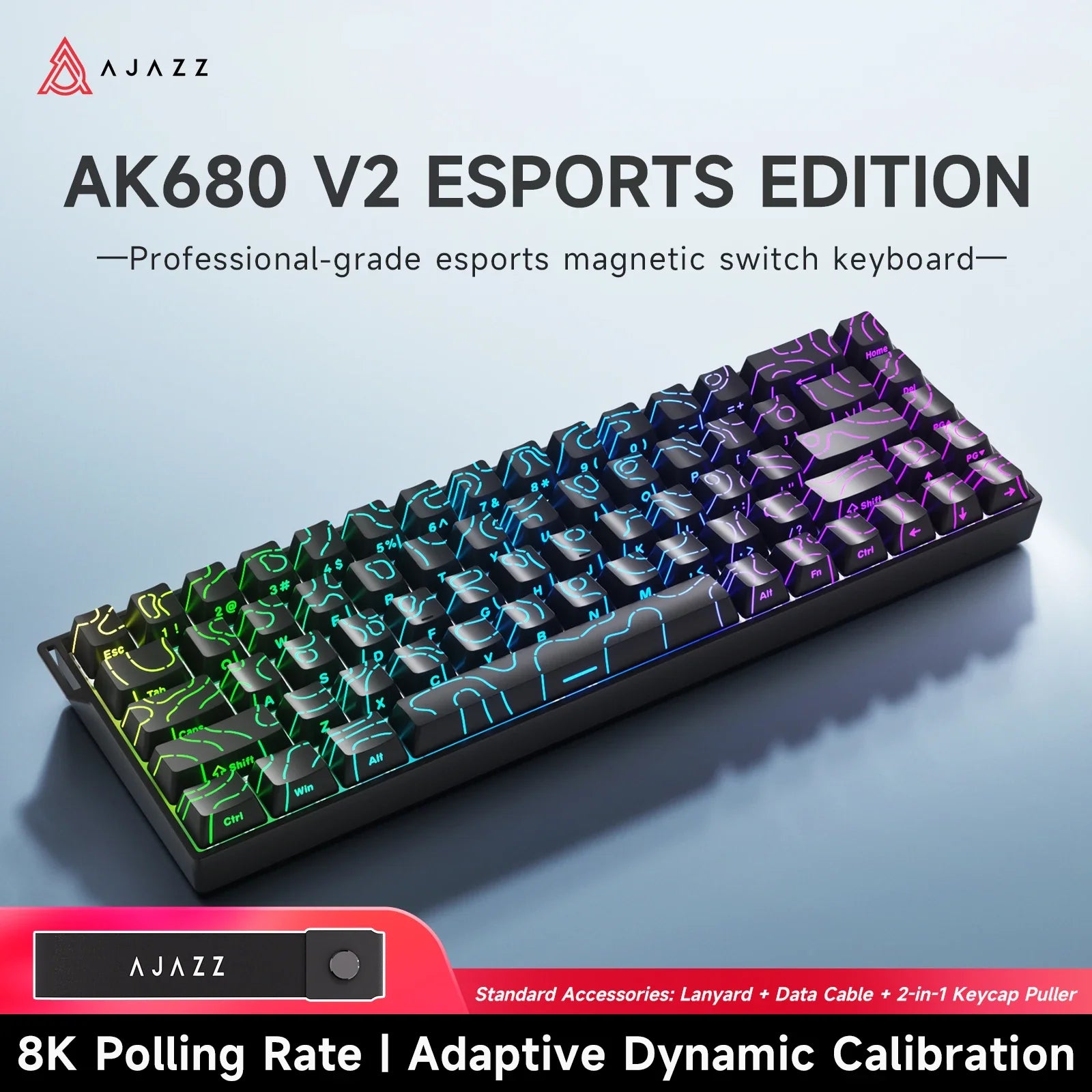 68‑Key 60% Magnetic Switch Mechanical Gaming Keyboard – Hot‑Swappable, 0.01mm Rapid Trigger, RGB Backlight, Wired USB