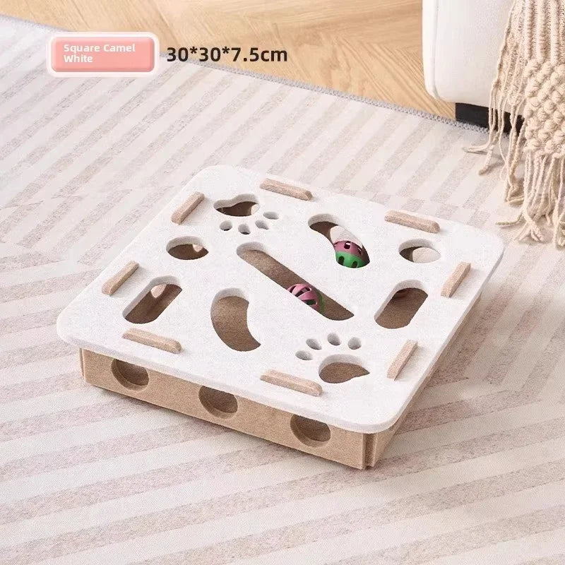 Felt Puzzle Box Cat Toy with Ball – Interactive Indoor Hunting, Exercise & Scratching Playhouse