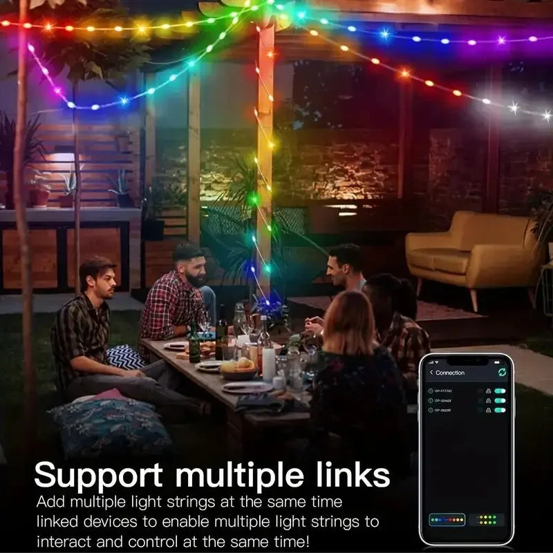 Bluetooth USB Dreamcolor LED String Lights RGBIC Music Sync 5m/10m/20m (16ft/33ft/66ft) IP65 Waterproof Fairy Garland