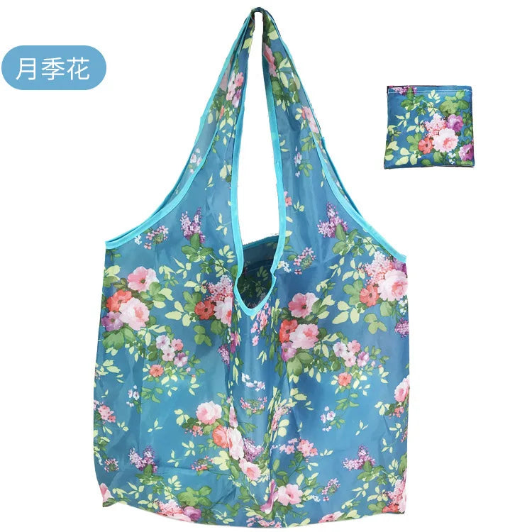 Large Foldable Reusable Shopping Tote Bag, Eco Grocery & Beach Shoulder Bag, Packable Polyester